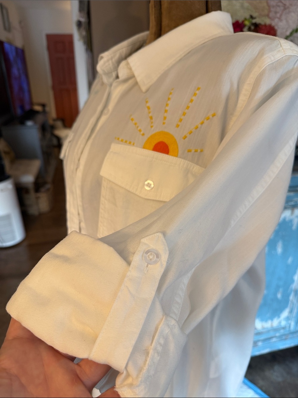 Billy T White Embroidered Button Up Shirt - Picture 8 of 10